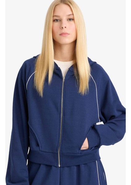 Loose Fit Kapüşonlu Fermuarlı Sweatshirt F9613AX25AU