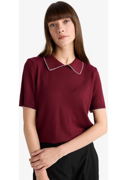 Regular Fit Polo Yaka Kısa Kollu Triko Kazak G0490AX25AU