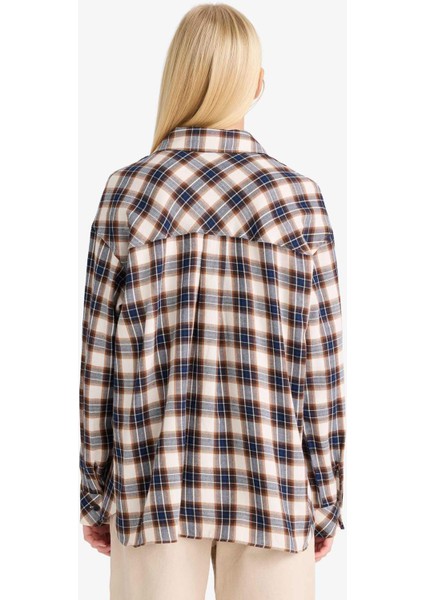 Coool Overshirt Fit Kareli Uzun Kollu Gömlek