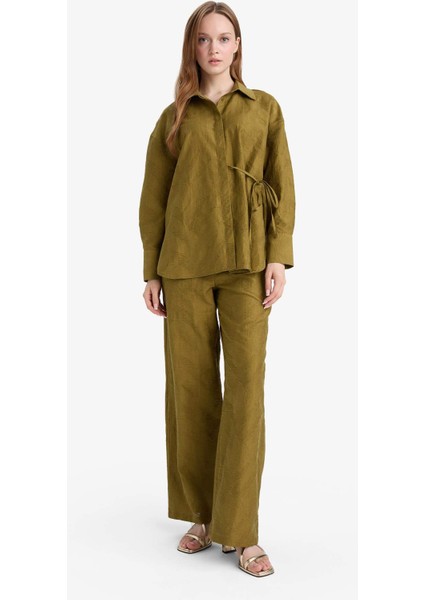 Regular Fit Gömlek Yaka Jakarlı Uzun Kollu Tunik F7983AX25AU