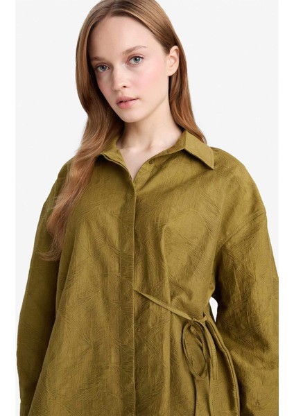 Regular Fit Gömlek Yaka Jakarlı Uzun Kollu Tunik F7983AX25AU