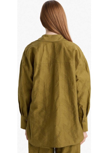 Regular Fit Gömlek Yaka Jakarlı Uzun Kollu Tunik F7983AX25AU