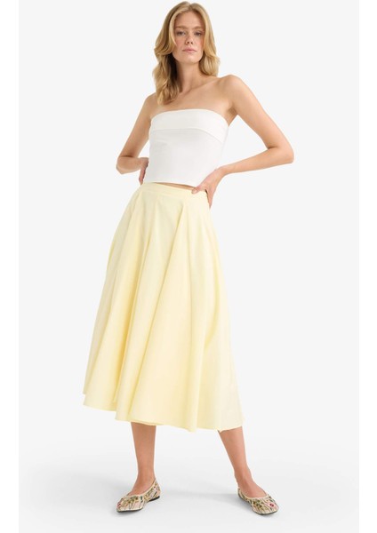 A Kesim Normal Bel Astarlı Poplin Maxi Etek G0777AX25SM