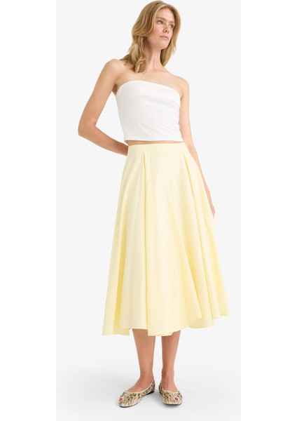 A Kesim Normal Bel Astarlı Poplin Maxi Etek G0777AX25SM