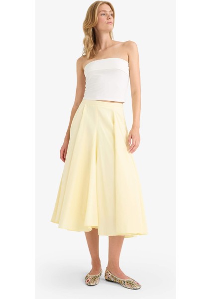 A Kesim Normal Bel Astarlı Poplin Maxi Etek G0777AX25SM