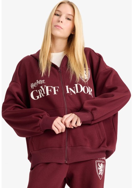 Coool Harry Potter Oversize Geniş Kalıp Kapüşonlu Fermuarlı Sweatshirt F8940AX25AU