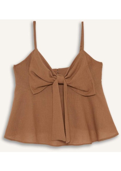 V Yaka Fiyonklu Askılı Bluz G0660AX25SM