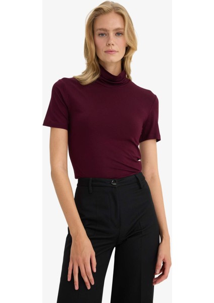 Slim Fit Dar Kesim Balıkçı Yaka Kısa Kollu Tişört G0315AX25HS