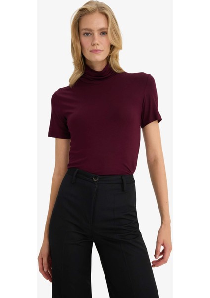 Slim Fit Dar Kesim Balıkçı Yaka Kısa Kollu Tişört G0315AX25HS