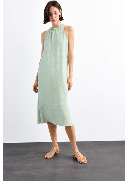 Krinkıl Kumaş Kolsuz Midi Elbise G0664AX25SM