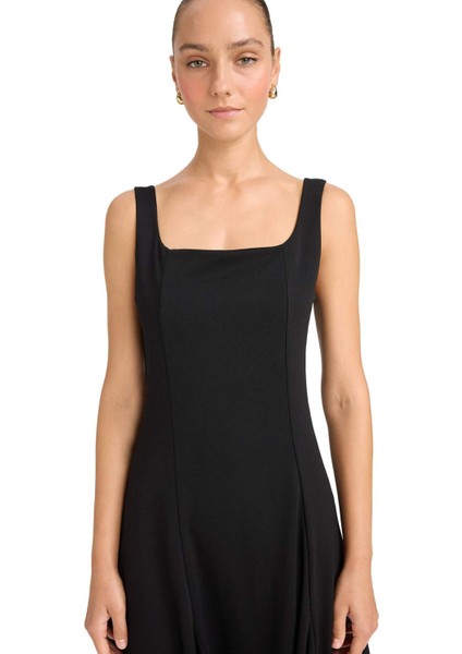 A Kesim Kare Yaka Krep Midi Elbise G0957AX25AU