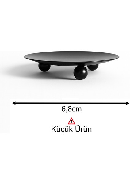 Mum Tabağı Şamdan Metal Altlık Takı Kasesi Dekoratif Mini Organizer Düzenleyici Tabak Siyah 6,8 cm