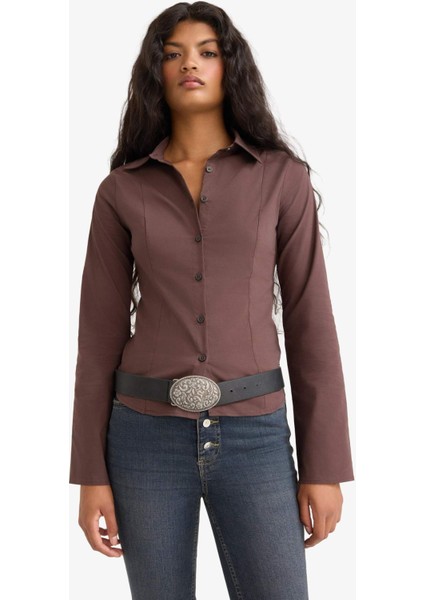 Fitted Poplin Uzun Kollu Gömlek