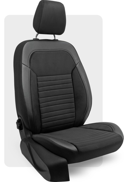 Highline Plus Taytüyü - Deri Airbag Uyumlu Universal Oto Koltuk Kılıfı Siyah - Siyah Ip