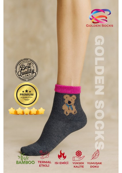 Tek Çift Yumoş Bambu Peluş Tüylü Ayıcıklı Kışlık Kadın Sıcak Çorap modelleri