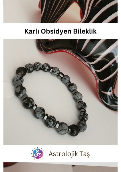Karlı Obsidyen Doğal Taş Bileklik - Obsidyen Taşı & Hematit modelleri