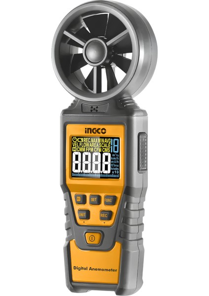 Ingco HETAN01 Dijital Ekranlı Anemometre Rüzgar Ölçer (Rüzgar/hava Hızı Ölçme Aleti)