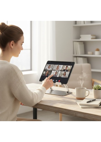 Ayarlanabilir Tablet Standı – Alüminyum Alaşımlı, Ergonomik Masaüstü Tablet Tutucu, Kaymaz Silikon Pedli, 4.7–12.9 Inç Cihazlarla Uyumlu T747, Gümüş fiyatları