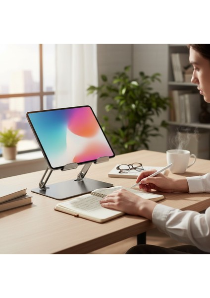 Ayarlanabilir Tablet Standı – Alüminyum Alaşımlı, Ergonomik Masaüstü Tablet Tutucu, Kaymaz Silikon Pedli, 4.7–12.9 Inç Cihazlarla Uyumlu T747, Gümüş modelleri