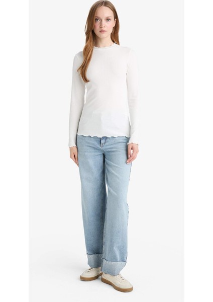 Yarım Balıkçı Yaka Fitilli Kaşkorse Uzun Kollu Tunik