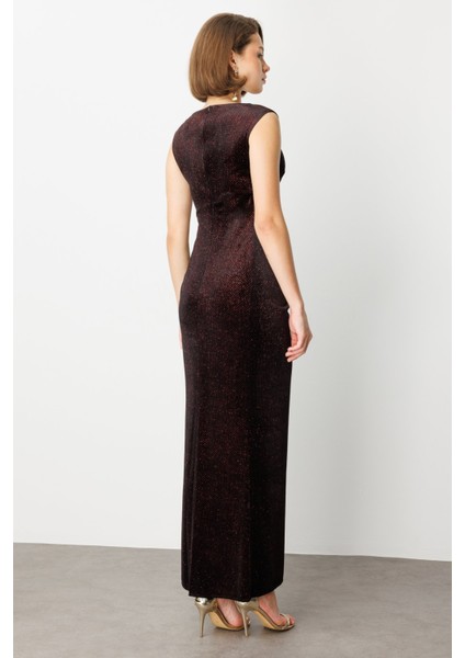 Beli Büzgülü Simli Kolsuz Elbise 4043-26K indirimleri