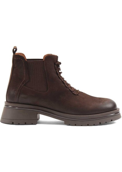 Kadın Kahverengi Bağcıklı Nubuk Deri Bot