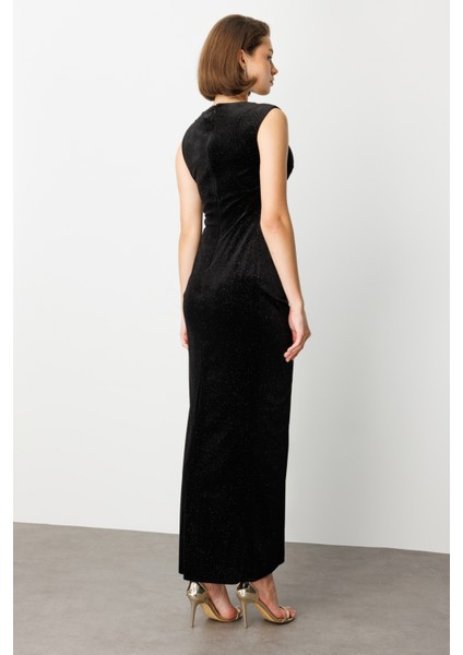 Beli Büzgülü Simli Kolsuz Elbise 4043-26K indirimleri