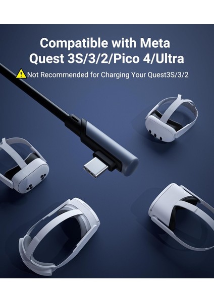 3 M Usb-C Vr Kablo – Quest2/quest Pro/pico 4 Uyumlu Yüksek Hızlı Bağlantı Kablosu