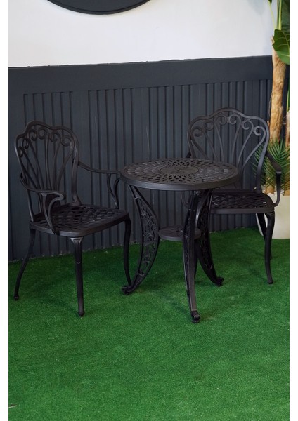 Istanbul Masa Takımı Ø60 cm Yuvarlak Masa + 2 Adet Istanbul Koltuk Ferforje Görünümlü Set indirimleri
