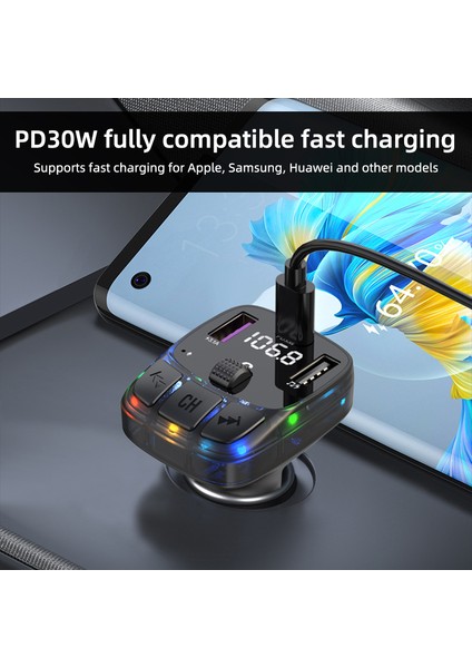 30W Turbo Bluetooth Kablosuz Araç Kiti ve Hızlı Şarj Cihazı Bakır Sargı Kesintisiz Ses modelleri