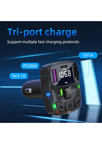 30W Turbo Bluetooth Kablosuz Araç Kiti ve Hızlı Şarj Cihazı Bakır Sargı Kesintisiz Ses fırsatları