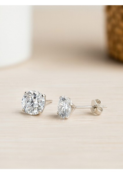 925 Ayar Tektaş Gümüş Kadın Küpe 6 mm modelleri