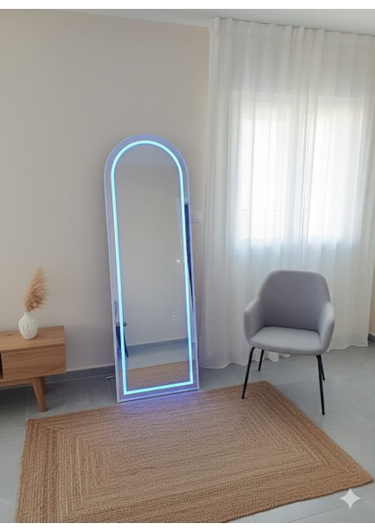 60X180 Metal Kaplama Beyaz Çerçeve Ledliboy Aynası