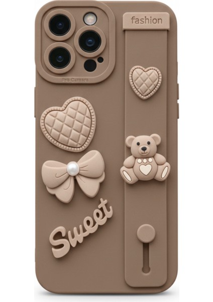 Iphone 12 Pro Max Uyumlu Kılıf Kahverengi Renk 3D Figürlü Darbe Emici Yumuşak Silikon Kapak modelleri