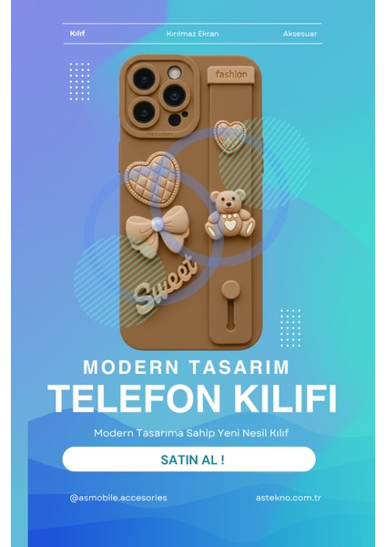 Iphone 12 Pro Max Uyumlu Kılıf Kahverengi Renk 3D Figürlü Darbe Emici Yumuşak Silikon Kapak fırsatları