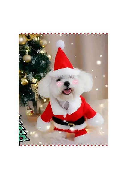Şenlikli Noel Baba Köpek Kostüm Seti – Küçük Irklar Için Sıcak Polyester Tulum, Kazak Tasarım Evcil Hayvan Kıyafeti-L Beden fiyatları