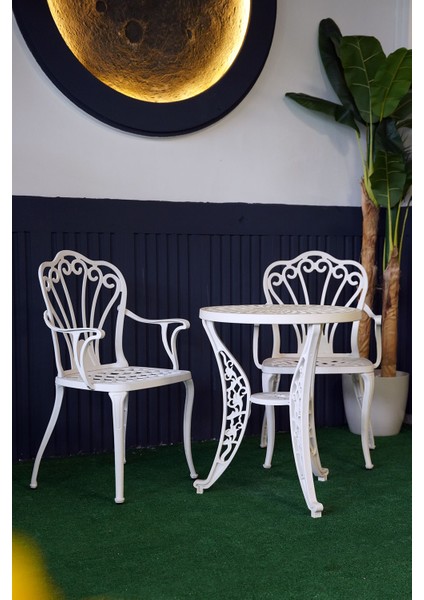 Istanbul Masa Takımı Ø60 cm Yuvarlak Masa + 2 Adet Istanbul Koltuk Ferforje Görünümlü Set fırsatları