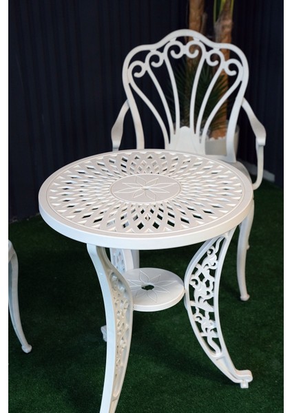 Istanbul Masa Takımı Ø60 cm Yuvarlak Masa + 2 Adet Istanbul Koltuk Ferforje Görünümlü Set