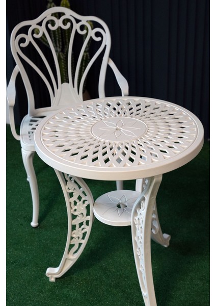 Istanbul Masa Takımı Ø60 cm Yuvarlak Masa + 2 Adet Istanbul Koltuk Ferforje Görünümlü Set