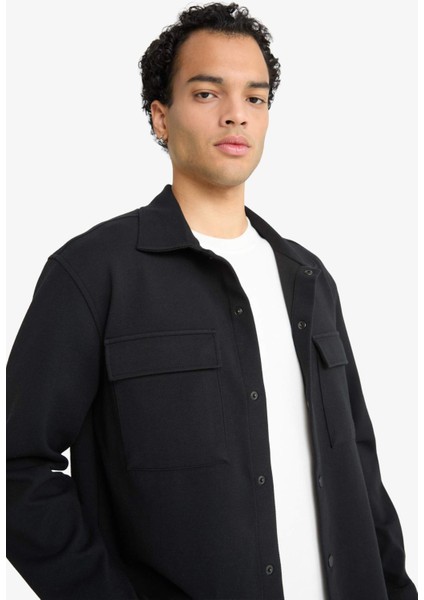 Regular Fit Twill Gömlek Ceket E7689AX25AU