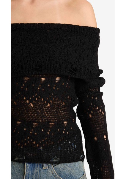 Slim Fit Dar Kesim Açık Omuz Kazak G1333AX25WN