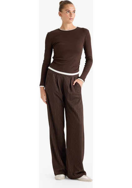 Wide Leg Çizgili Geniş Bol Paça Pantolon G1413AX25WN