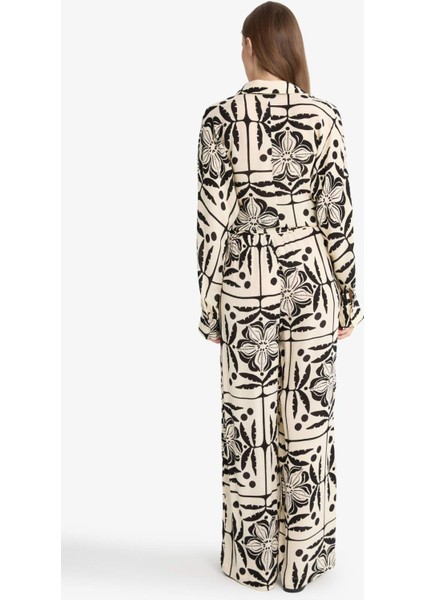 Wide Leg Cep Detaylı Geniş Paça Desenli Krinkıl Viskon Pantolon G0303AX25AU