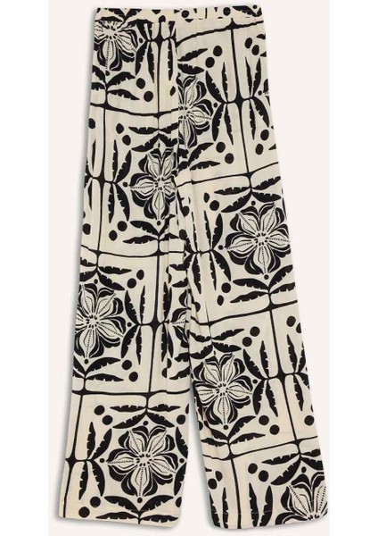 Wide Leg Cep Detaylı Geniş Paça Desenli Krinkıl Viskon Pantolon G0303AX25AU