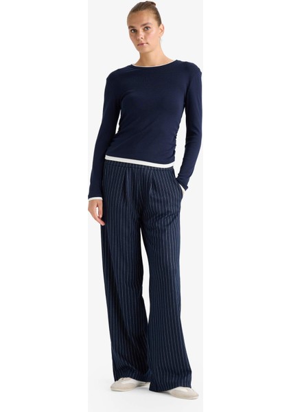 Wide Leg Çizgili Geniş Bol Paça Pantolon G1413AX25WN