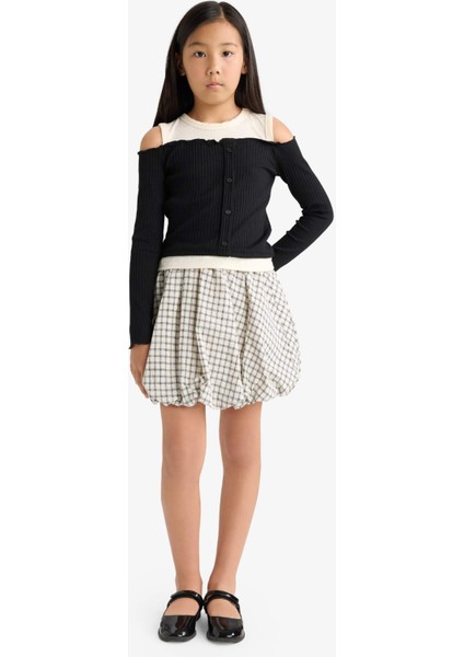 Kız Çocuk Dokuma Kareli Balon Etek G1606A825AU