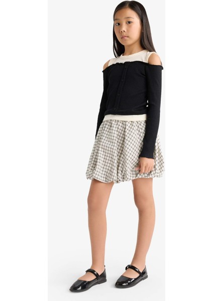 Kız Çocuk Dokuma Kareli Balon Etek G1606A825AU