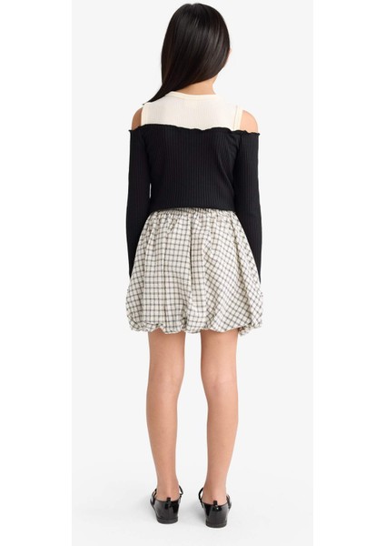 Kız Çocuk Dokuma Kareli Balon Etek G1606A825AU