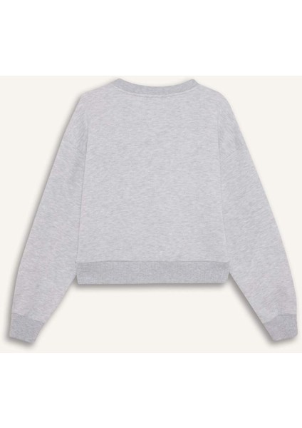 Coool Loose Fit V Yaka Nakışlı Sweatshirt F9910AX25AU