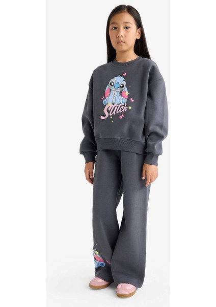 Kız Çocuk Disney Lilo & Stitch 2'li Takım Sweatshirt Eşofman Altı